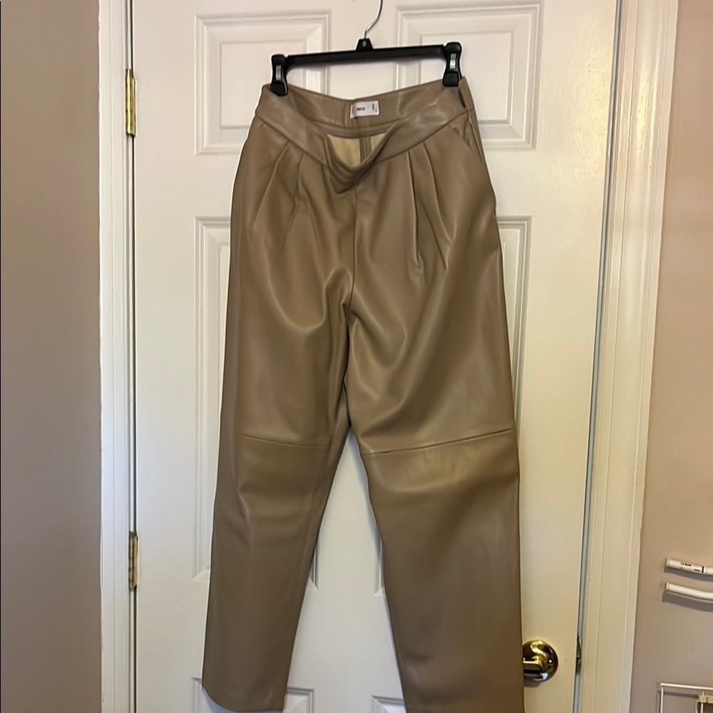 Tan Faux Leather Pants